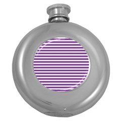 Horizontal Stripes Purple Round Hip Flask (5 Oz) by Mariart