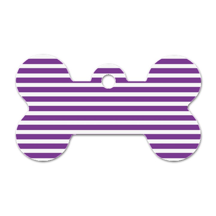 Horizontal Stripes Purple Dog Tag Bone (Two Sides)