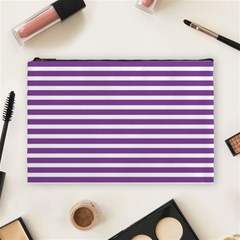 Horizontal Stripes Purple Cosmetic Bag (large) 