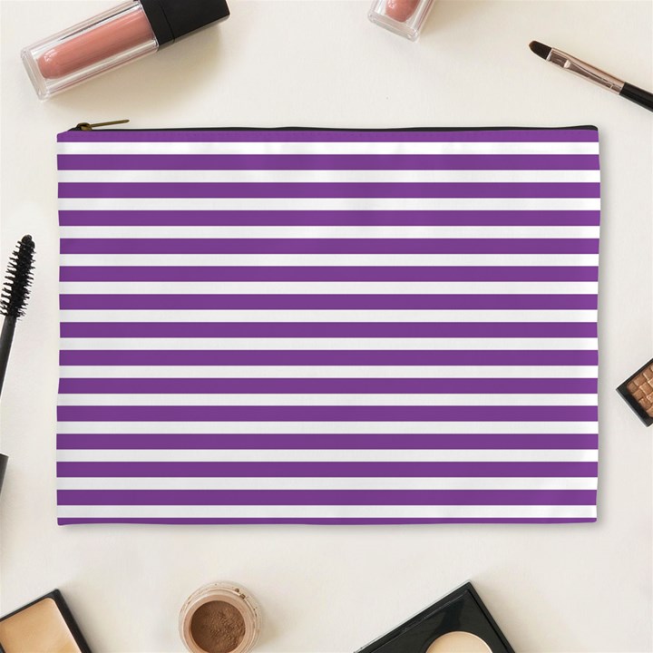 Horizontal Stripes Purple Cosmetic Bag (XL)