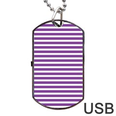 Horizontal Stripes Purple Dog Tag Usb Flash (one Side)