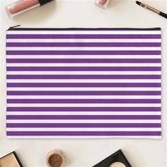 Horizontal Stripes Purple Cosmetic Bag (xxxl)  by Mariart