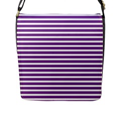 Horizontal Stripes Purple Flap Messenger Bag (l)  by Mariart