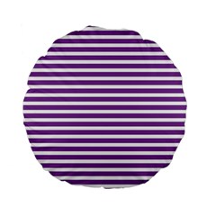 Horizontal Stripes Purple Standard 15  Premium Flano Round Cushions