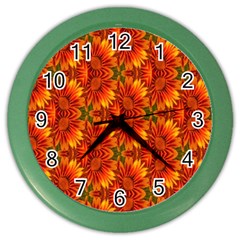 Background Flower Fractal Color Wall Clocks by Simbadda