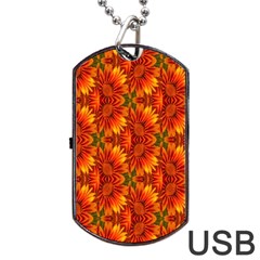 Background Flower Fractal Dog Tag Usb Flash (one Side) by Simbadda