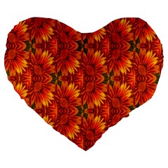 Background Flower Fractal Large 19  Premium Heart Shape Cushions