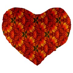 Background Flower Fractal Large 19  Premium Flano Heart Shape Cushions by Simbadda