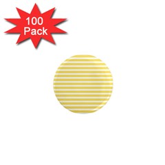 Horizontal Stripes Yellow 1  Mini Magnets (100 Pack)  by Mariart