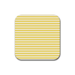 Horizontal Stripes Yellow Rubber Coaster (square) 