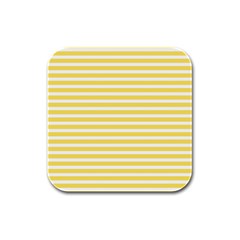 Horizontal Stripes Yellow Rubber Square Coaster (4 Pack) 