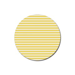 Horizontal Stripes Yellow Rubber Round Coaster (4 Pack) 