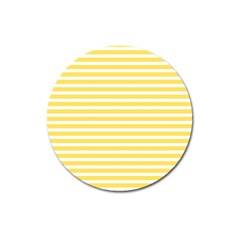 Horizontal Stripes Yellow Magnet 3  (round) by Mariart