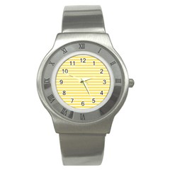 Horizontal Stripes Yellow Stainless Steel Watch