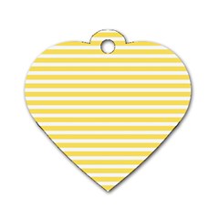 Horizontal Stripes Yellow Dog Tag Heart (two Sides)