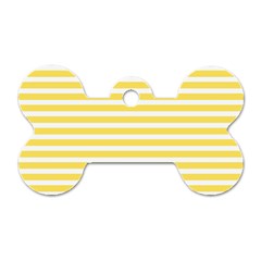 Horizontal Stripes Yellow Dog Tag Bone (one Side)