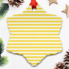 Horizontal Stripes Yellow Snowflake Ornament (two Sides)