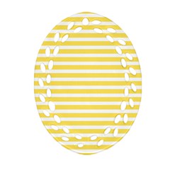 Horizontal Stripes Yellow Oval Filigree Ornament (two Sides)