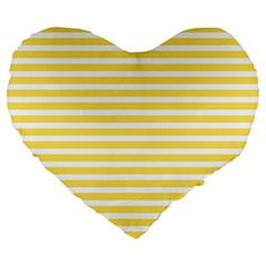 Horizontal Stripes Yellow Large 19  Premium Heart Shape Cushions