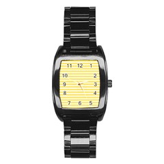 Horizontal Stripes Yellow Stainless Steel Barrel Watch