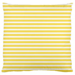 Horizontal Stripes Yellow Large Flano Cushion Case (one Side)