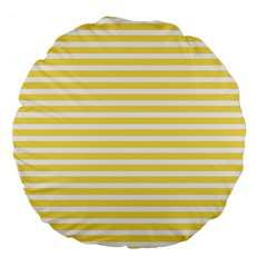 Horizontal Stripes Yellow Large 18  Premium Flano Round Cushions by Mariart