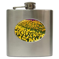 Colorful Tulips In Keukenhof Gardens Wallpaper Hip Flask (6 Oz) by Simbadda