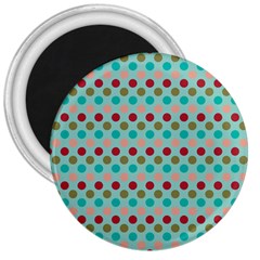 Large Colored Polka Dots Line Circle 3  Magnets by Mariart