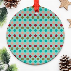 Large Colored Polka Dots Line Circle Ornament (round) by Mariart