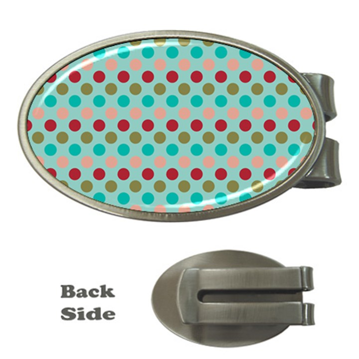 Large Colored Polka Dots Line Circle Money Clips (Oval) 