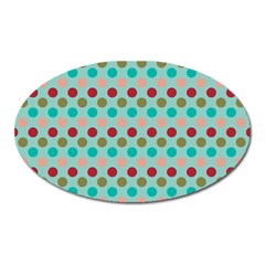 Large Colored Polka Dots Line Circle Oval Magnet by Mariart