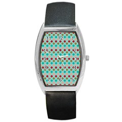 Large Colored Polka Dots Line Circle Barrel Style Metal Watch by Mariart