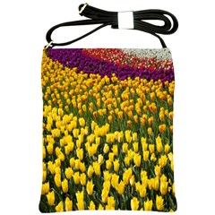 Colorful Tulips In Keukenhof Gardens Wallpaper Shoulder Sling Bags by Simbadda