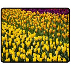 Colorful Tulips In Keukenhof Gardens Wallpaper Fleece Blanket (medium)  by Simbadda