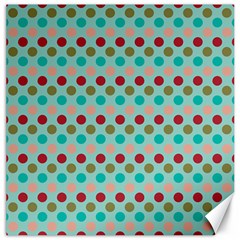 Large Colored Polka Dots Line Circle Canvas 16  X 16  