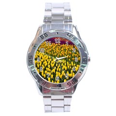 Colorful Tulips In Keukenhof Gardens Wallpaper Stainless Steel Analogue Watch by Simbadda