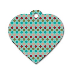 Large Colored Polka Dots Line Circle Dog Tag Heart (one Side)