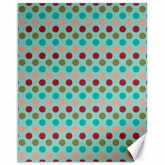 Large Colored Polka Dots Line Circle Canvas 11  X 14   by Mariart