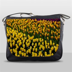 Colorful Tulips In Keukenhof Gardens Wallpaper Messenger Bags by Simbadda