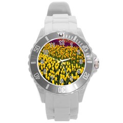 Colorful Tulips In Keukenhof Gardens Wallpaper Round Plastic Sport Watch (l) by Simbadda