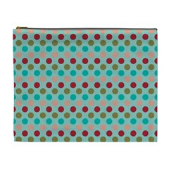 Large Colored Polka Dots Line Circle Cosmetic Bag (xl) by Mariart