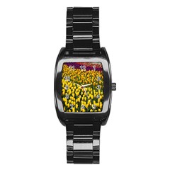 Colorful Tulips In Keukenhof Gardens Wallpaper Stainless Steel Barrel Watch by Simbadda