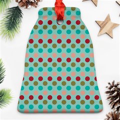 Large Colored Polka Dots Line Circle Bell Ornament (two Sides) by Mariart