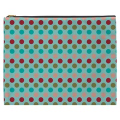 Large Colored Polka Dots Line Circle Cosmetic Bag (xxxl)  by Mariart