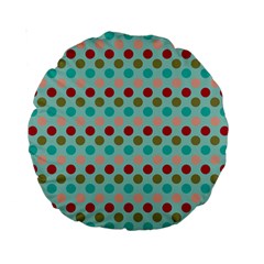 Large Colored Polka Dots Line Circle Standard 15  Premium Round Cushions