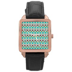 Large Colored Polka Dots Line Circle Rose Gold Leather Watch  by Mariart