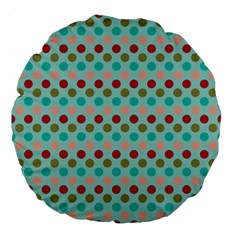 Large Colored Polka Dots Line Circle Large 18  Premium Flano Round Cushions