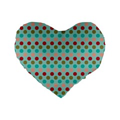 Large Colored Polka Dots Line Circle Standard 16  Premium Flano Heart Shape Cushions by Mariart