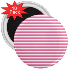 Horizontal Stripes Light Pink 3  Magnets (10 Pack)  by Mariart