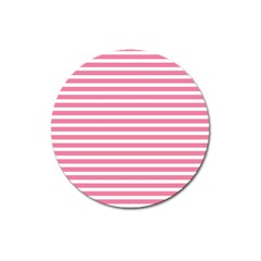 Horizontal Stripes Light Pink Magnet 3  (round)